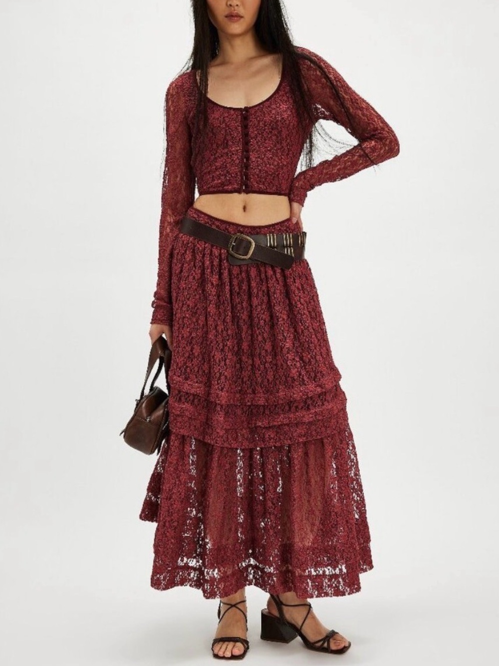 Free People Burgundy Lace set